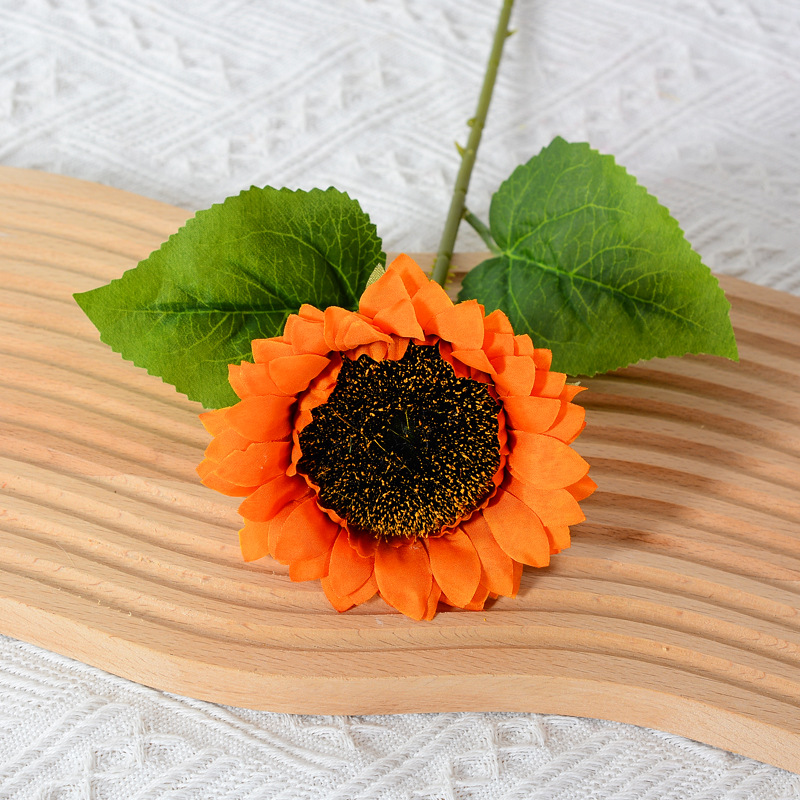 Artificial sunflower ation flower, sunflower fake flower arrangement, silk flower photography props Tangerine