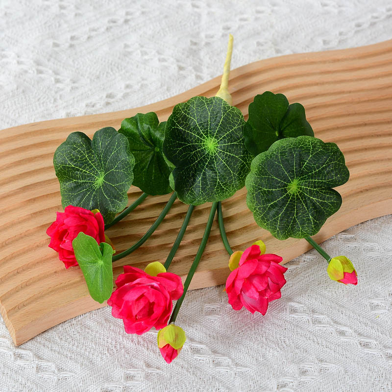 Simulated small lotus, small lotus fake flower ation, water lily fish tank ornaments  ative flowers Red