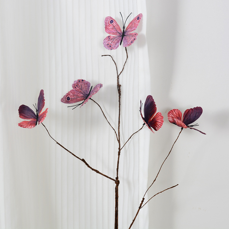 Artificial tree branches, dead branches, butterfly flower arrangement  Color:Marroon