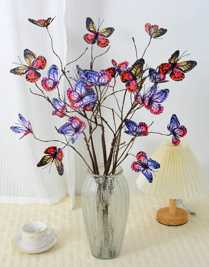 Artificial tree branches, dead branches, butterfly flower arrangement 