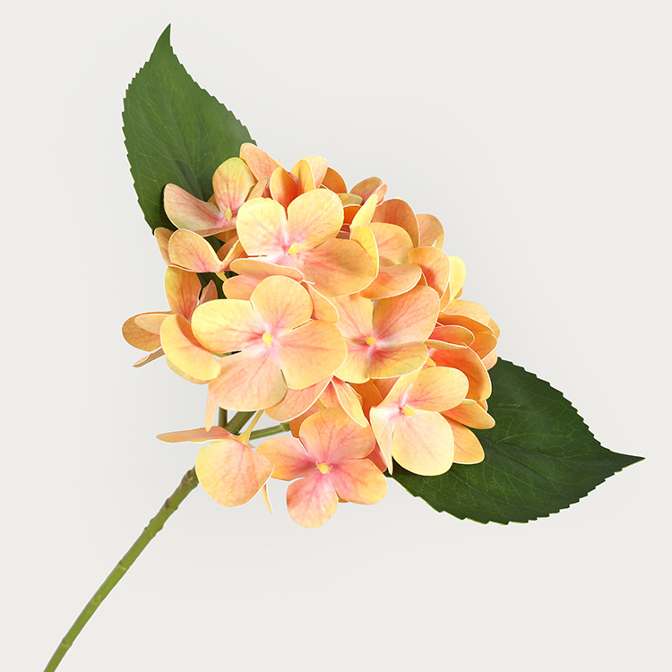 Artificial hand-feel hydrangea outdoor   fake flowers Home furnishings simulated 3D printed small hydrangea Yellowwish Pink