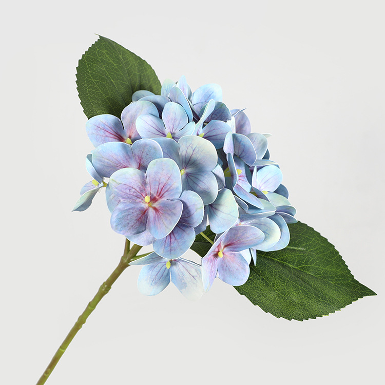 Artificial hand-feel hydrangea outdoor   fake flowers Home furnishings simulated 3D printed small hydrangea Color:Blue