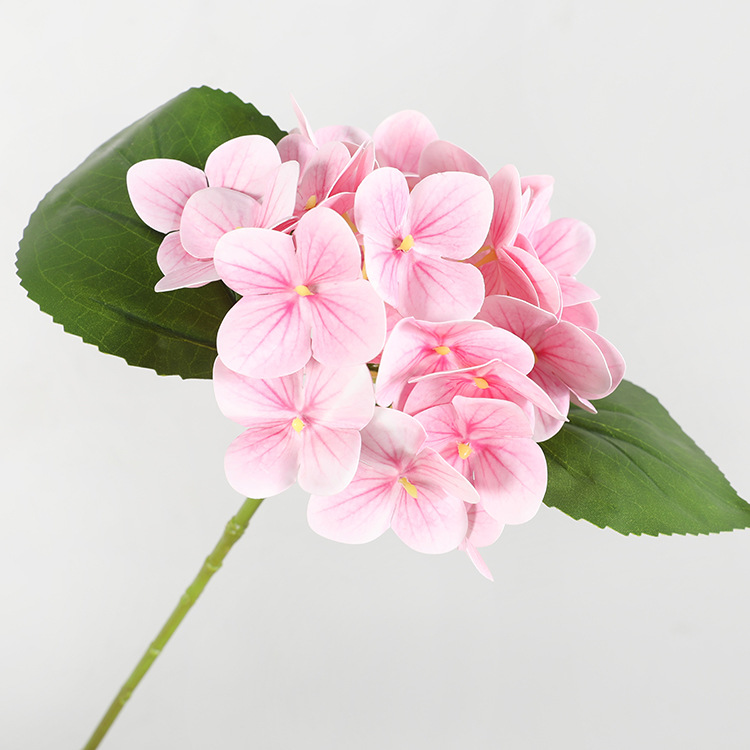 Artificial hand-feel hydrangea outdoor   fake flowers Home furnishings simulated 3D printed small hydrangea Color:Pink