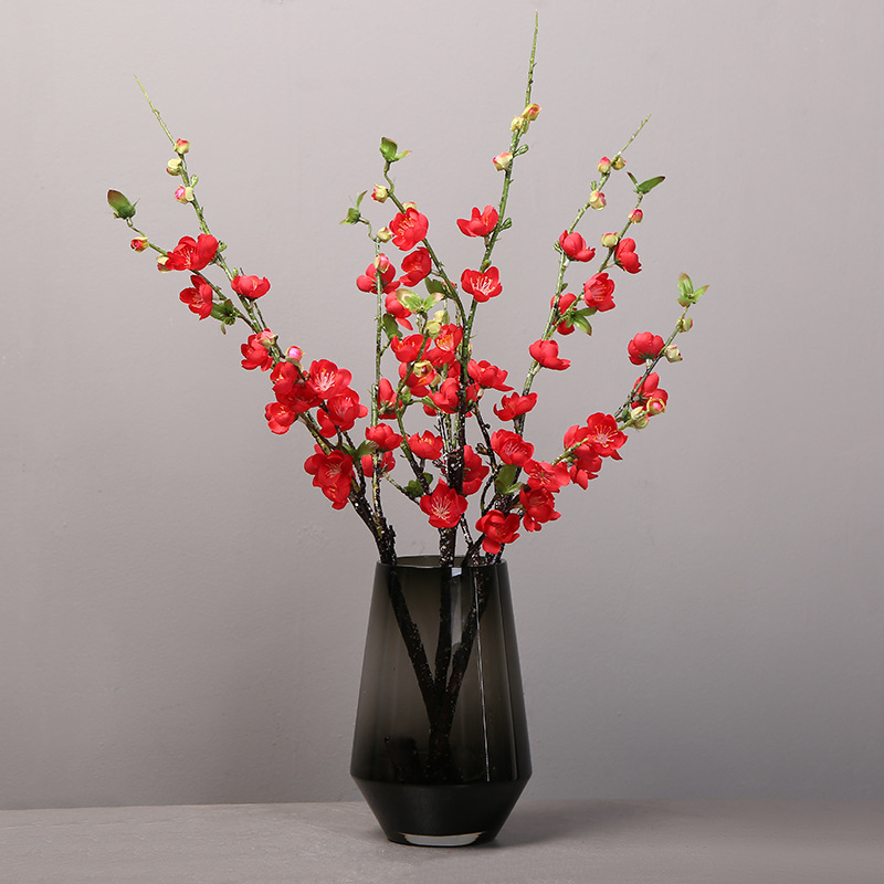 Simulated peach branches, Artificial peach blossoms, living room ation, fake flower ornaments Red