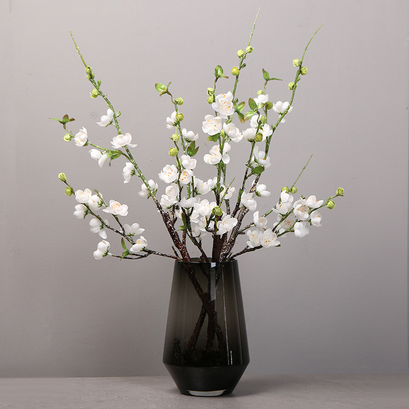 Simulated peach branches, Artificial peach blossoms, living room ation, fake flower ornaments Color:White