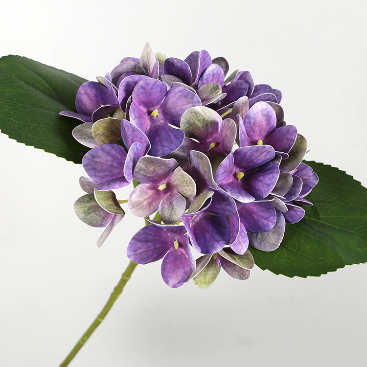 Artificial hand-feel hydrangea outdoor   fake flowers Home furnishings simulated 3D printed small hydrangea Dark Purple