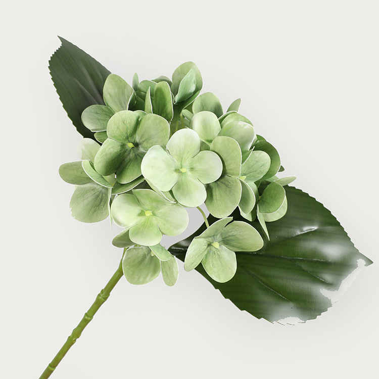 Artificial hand-feel hydrangea outdoor   fake flowers Home furnishings simulated 3D printed small hydrangea Green