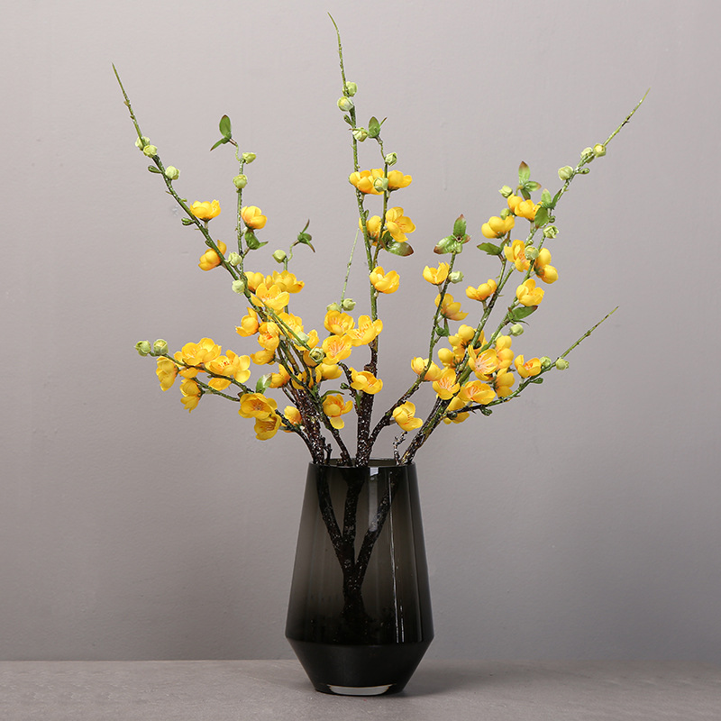 Simulated peach branches, Artificial peach blossoms, living room ation, fake flower ornaments Yellow