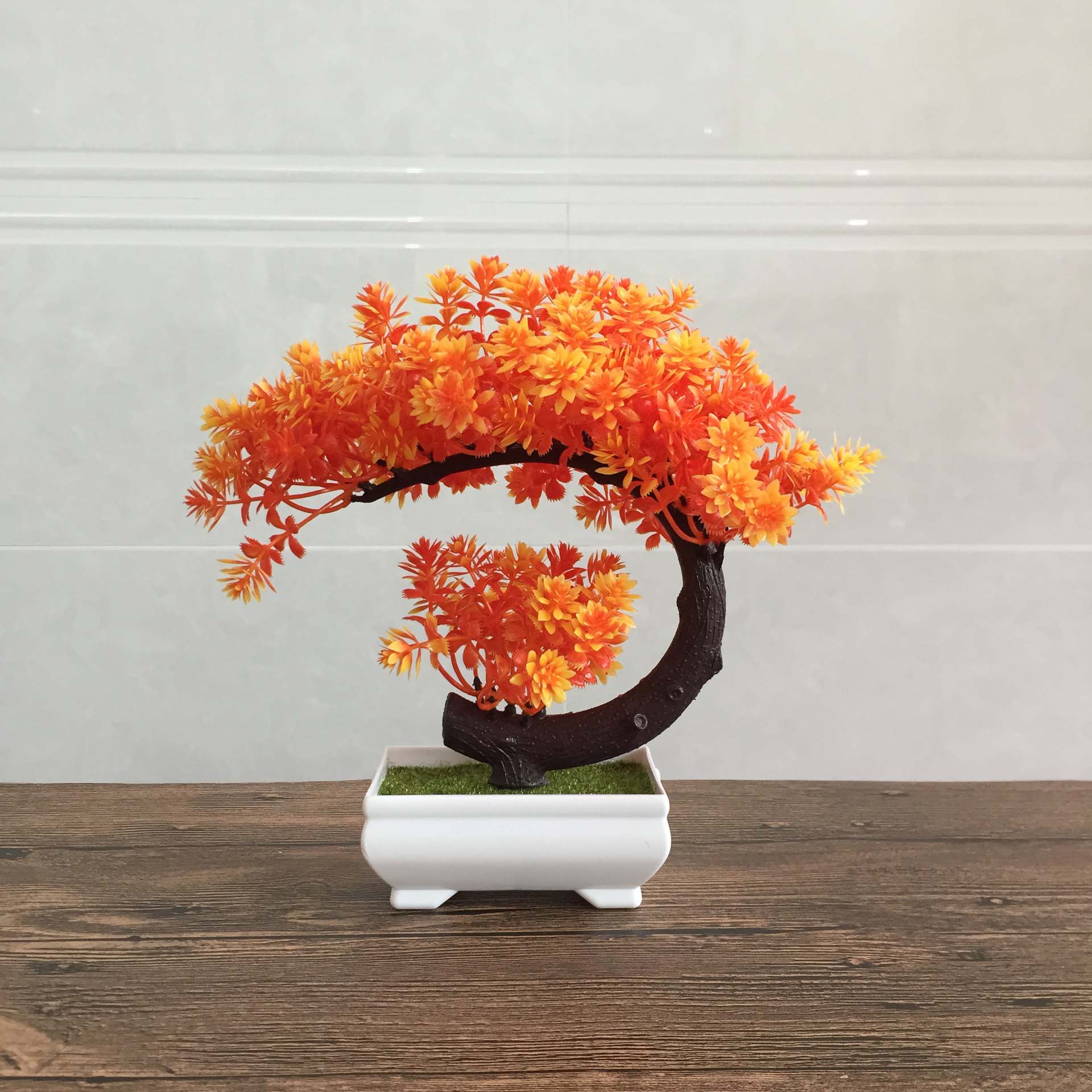 Artificial flower bonsai desktop  Simulated green plant potted ation photography props