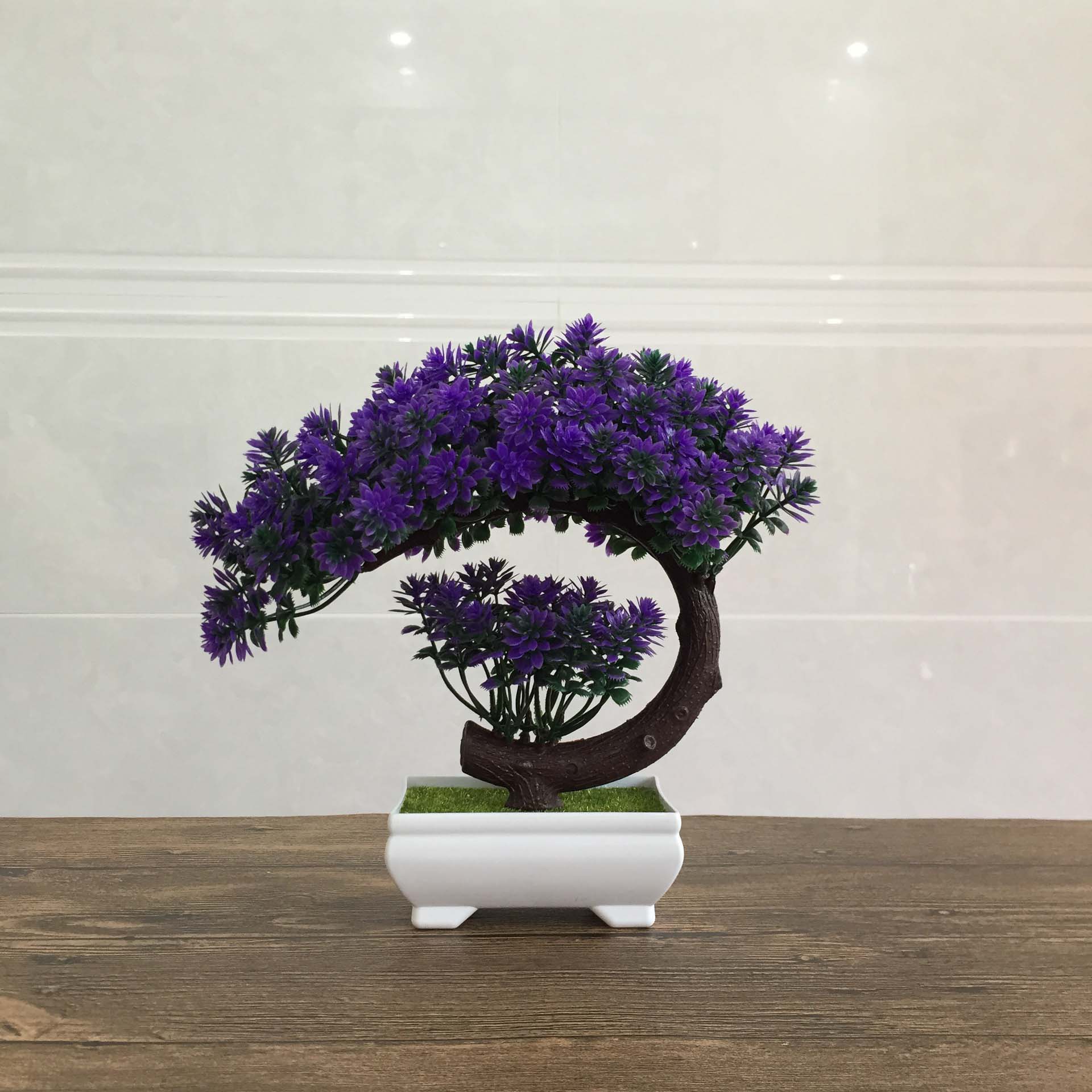 Artificial flower bonsai desktop  Simulated green plant potted ation photography props Violet