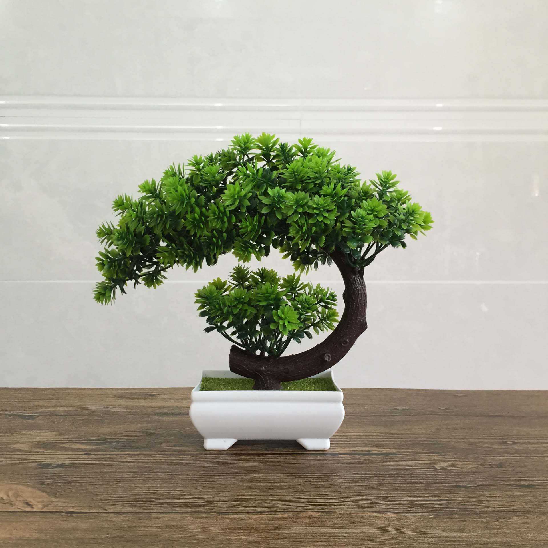 Artificial flower bonsai desktop  Simulated green plant potted ation photography props Green