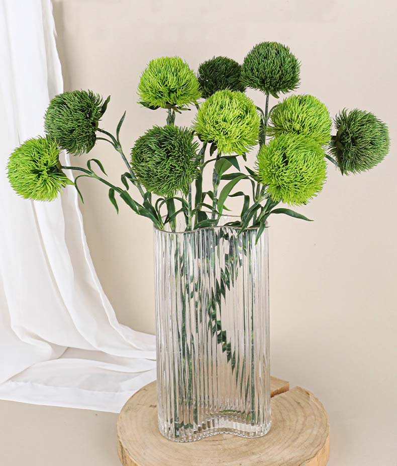 Hand-feeling green carnation fake flower arrangement Simulated Dianthus viridis ation photography props