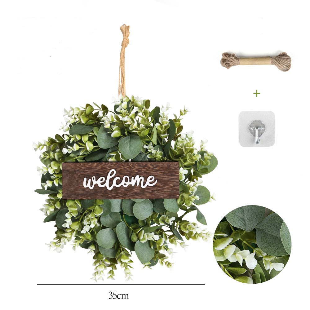 DIY Artificial eucalyptus leaf wreath simple door  eucalyptus fake flower Christmas Garland artificial wreath Thanksgiving s Small