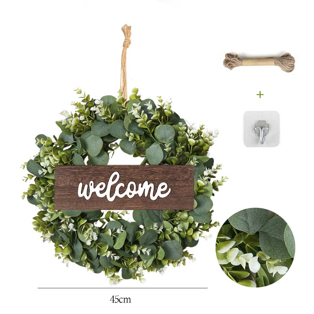 DIY Artificial eucalyptus leaf wreath simple door  eucalyptus fake flower Christmas Garland artificial wreath Thanksgiving s Large