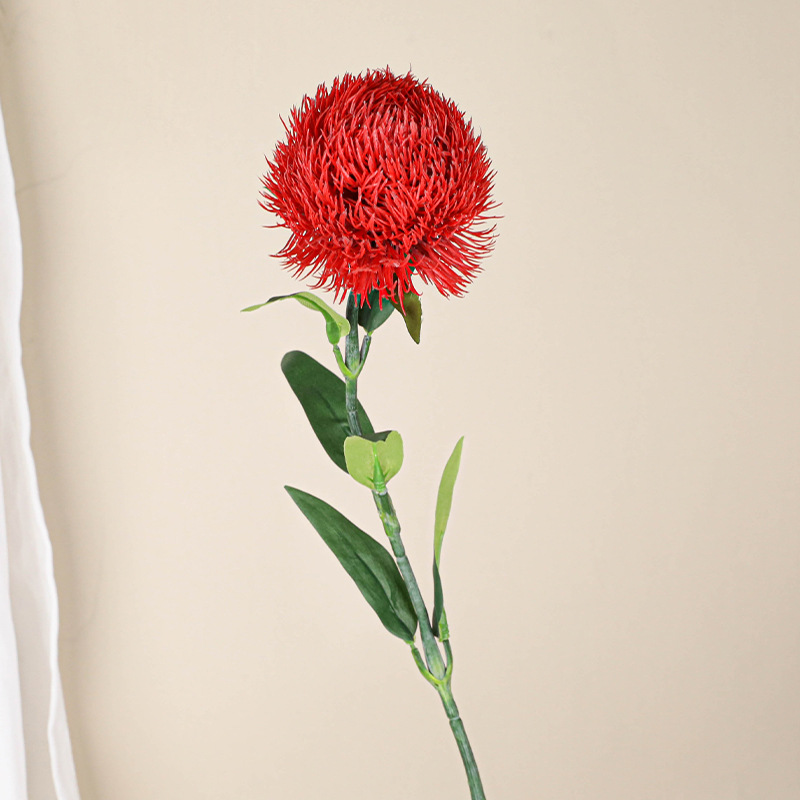 Hand-feeling green carnation fake flower arrangement Simulated Dianthus viridis ation photography props Red