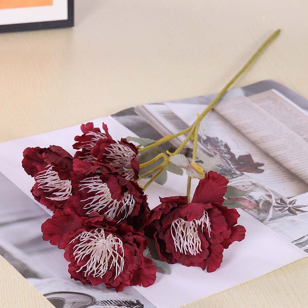 6-Head snow peonies artificial flowers  ation artificial flowers Wine