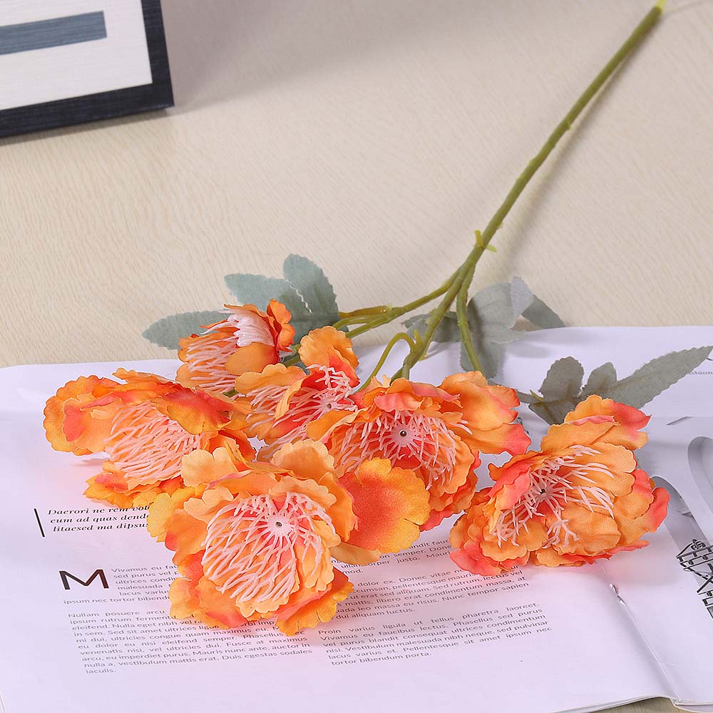 6-Head snow peonies artificial flowers  ation artificial flowers Orange