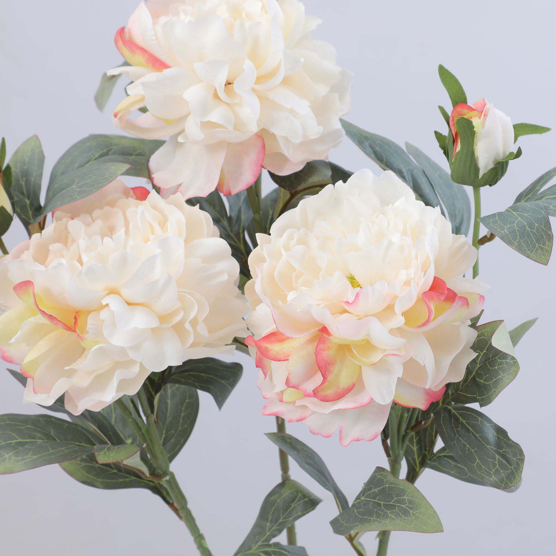 High-end artificial peonies, single fake peonies hotel  flowers  flowers arrangement Color:Ivory