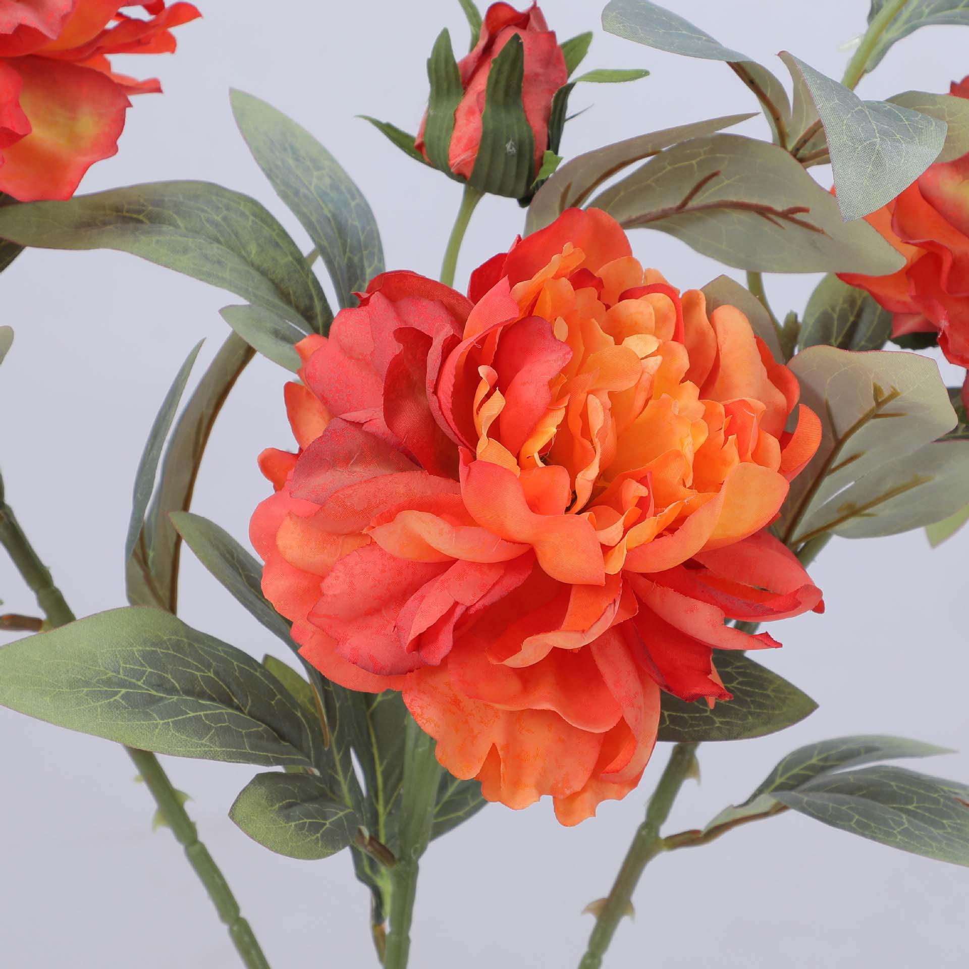 High-end artificial peonies, single fake peonies hotel  flowers  flowers arrangement Tangerine