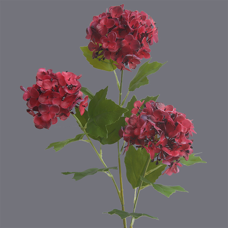 hydrangea artificial flowers, fresh hydrangea silk flowers Color:Red