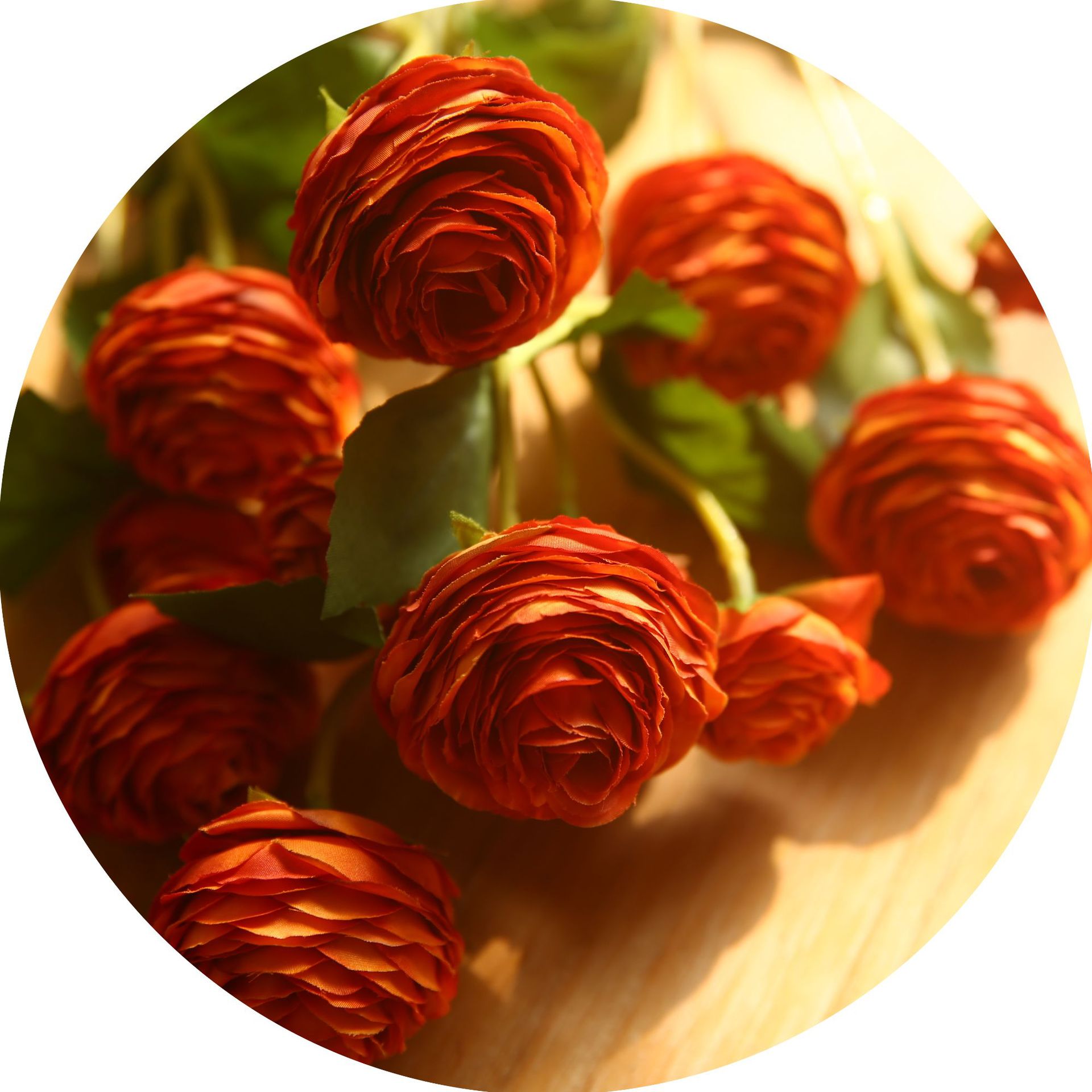 Land lotus artificial flower arrangement, Ranunculus fake flower Tangerine