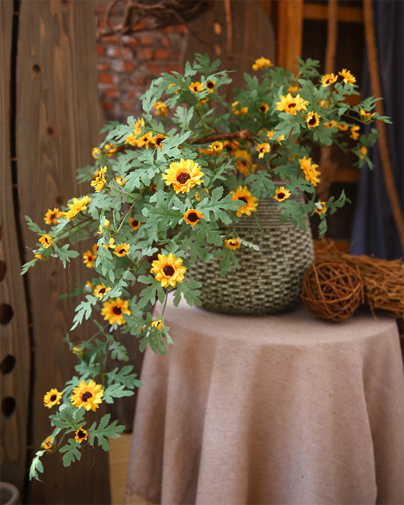 Simulated sunflower wall hanging sunflower fake flower rattan vine home hotel soft 