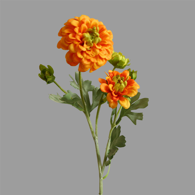 Chrysanthemum artificial flower spring color 5-head dahlia hand-feeling moisturizing ation flower Tangerine