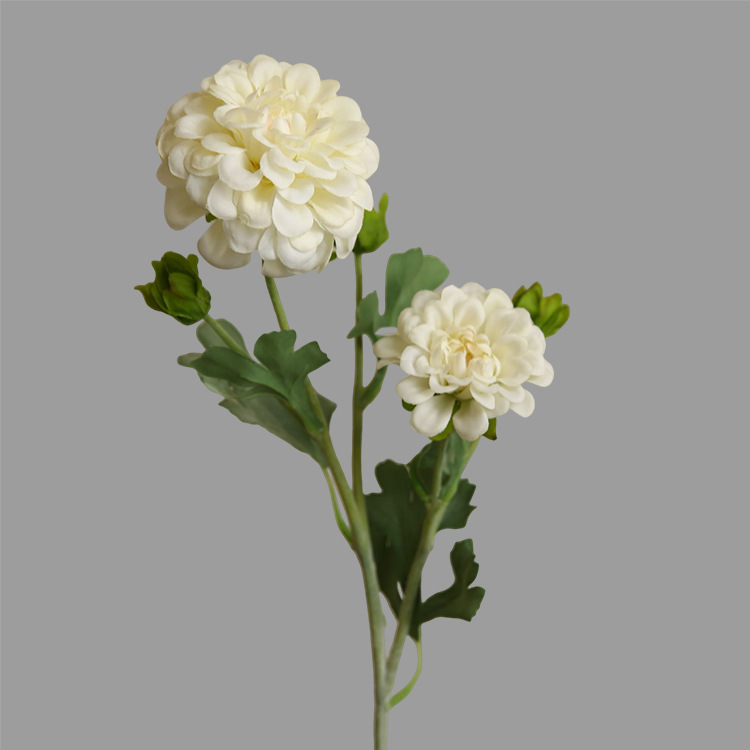 Chrysanthemum artificial flower spring color 5-head dahlia hand-feeling moisturizing ation flower White