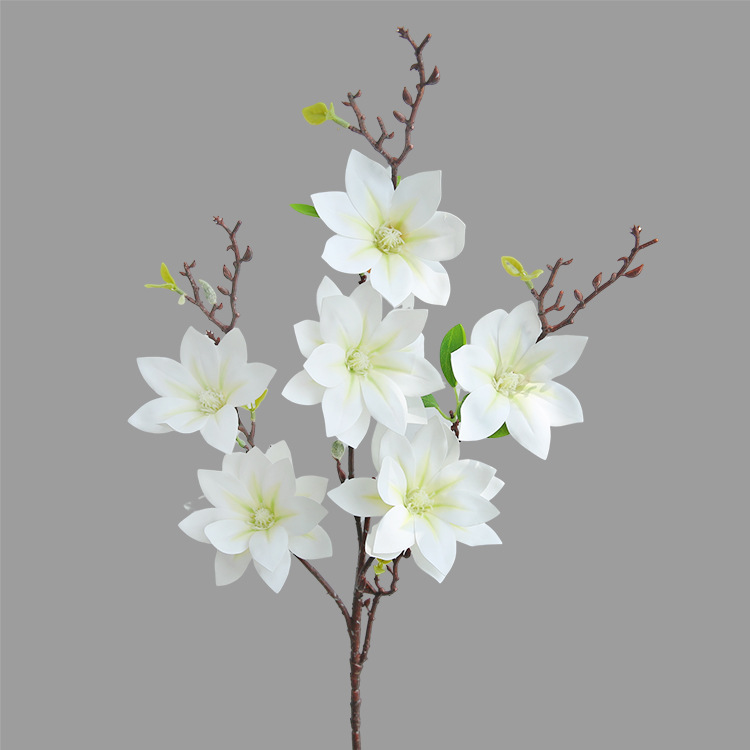 Simulated flower 6-head magnolia European modern soft  fake flower hotel home living room table  photography props White