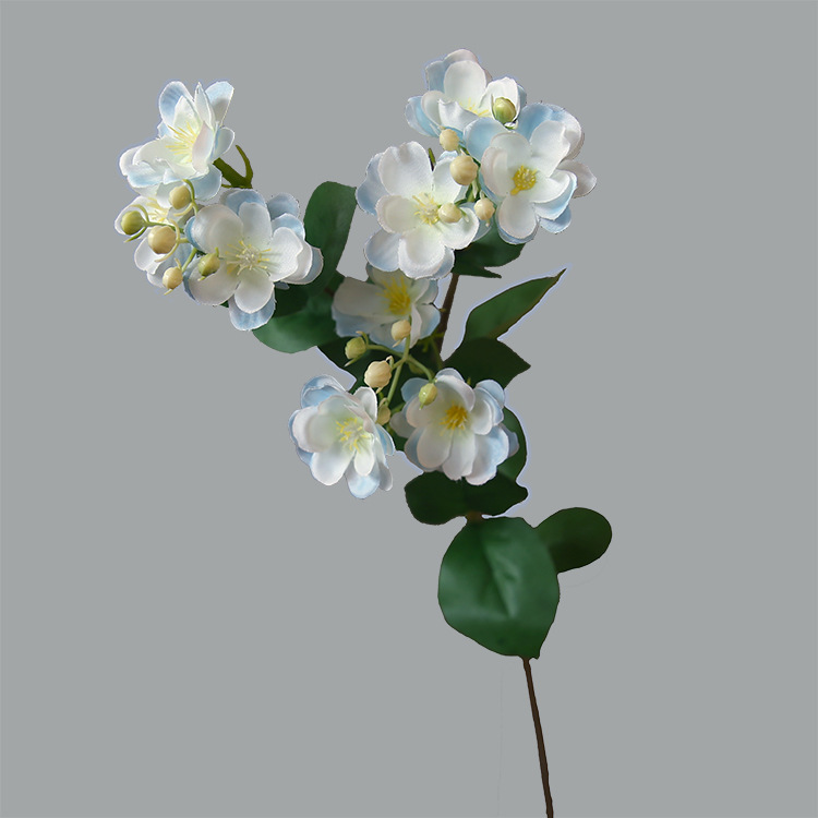 Single small jasmine artificial flower living room dining table coffee table pastoral flower arrangement fake flower arrangement Color:Ice Blue