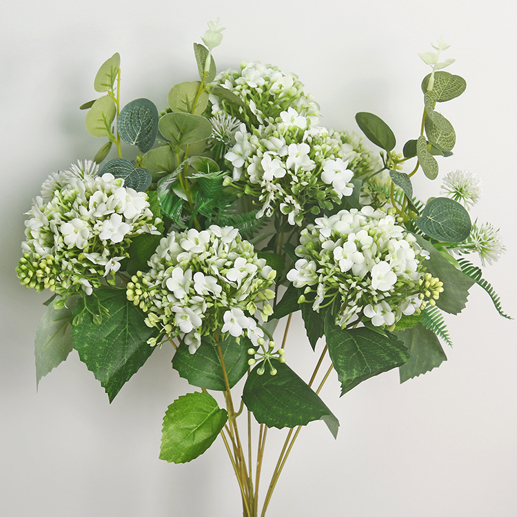 7-head snowball artificial flower European-style hydrangea fake flower hotel ation table flower arrangement White