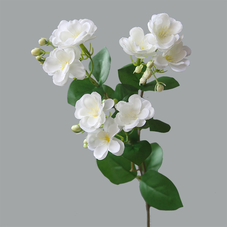 Single small jasmine artificial flower living room dining table coffee table pastoral flower arrangement fake flower arrangement Color:White