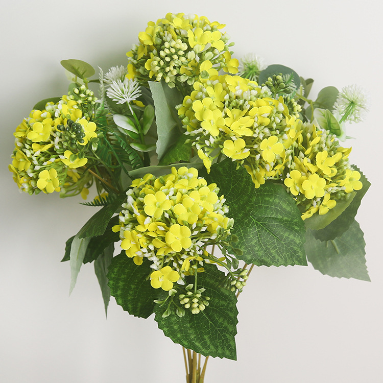 7-head snowball artificial flower European-style hydrangea fake flower hotel ation table flower arrangement Yellow