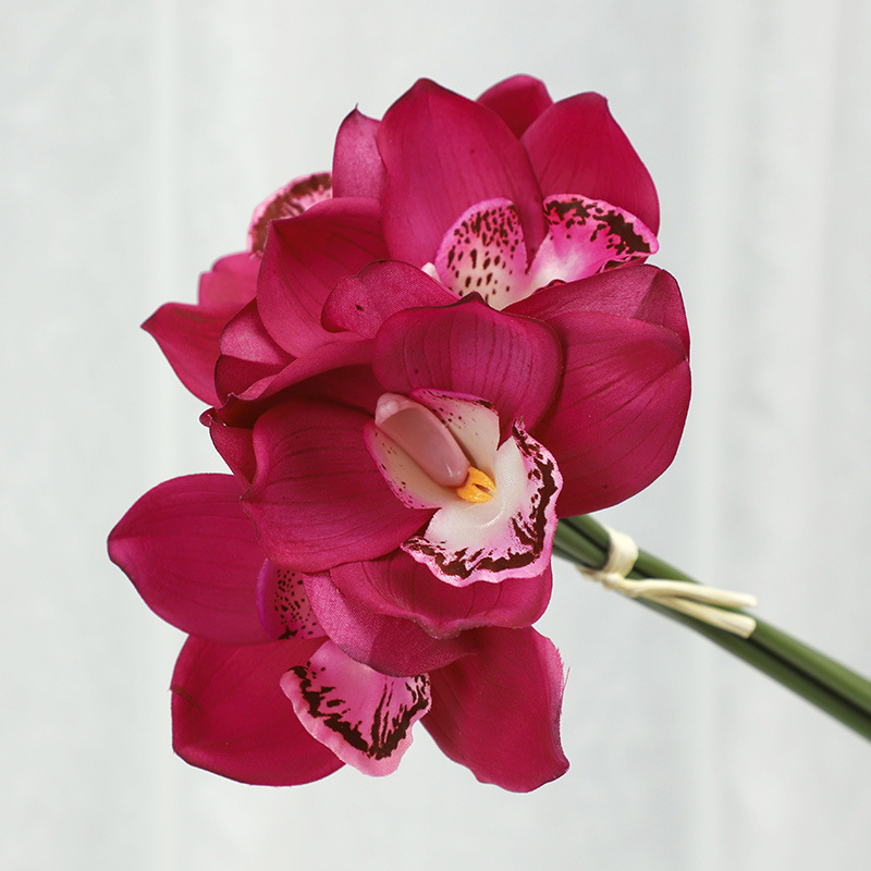 Hand-feeling moisturizing Cymbidium bundles home living room  Phalaenopsis fake flower bonsai ornament Purple